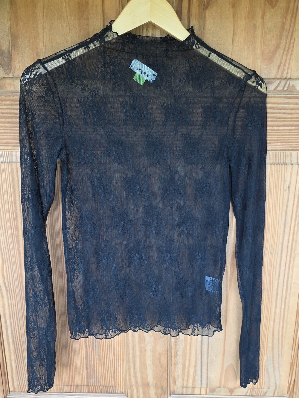 Serra Sheer Black Lace Long Sleeve Top-Medium